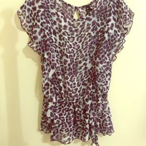 Cheetah print purple and black pattern- blouse